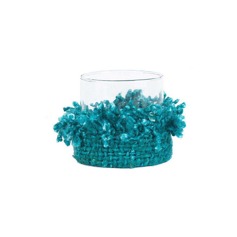 Photophore Rond Diamètre 8 cm en Coton Aqua Verre Transparent The Oh My Gee 