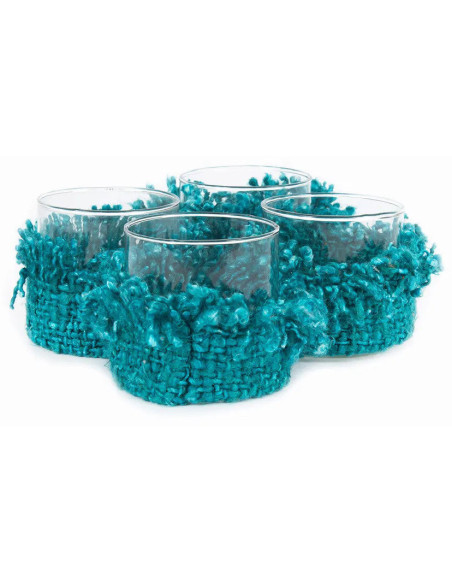 Photophore Rond Diamètre 8 cm en Coton Aqua Verre Transparent The Oh My Gee 