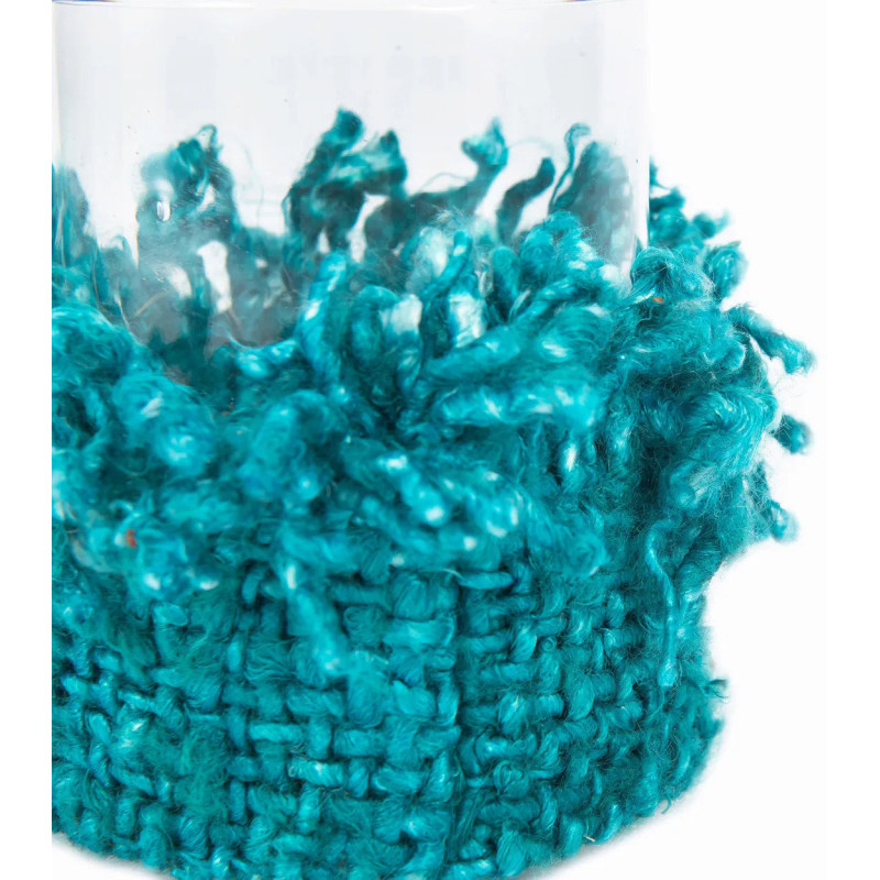 Photophore Rond Diamètre 8 cm en Coton Aqua Verre Transparent The Oh My Gee 