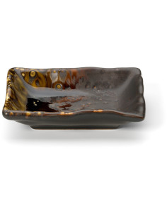 Plat à apéritif japonais moderne Rectangulaire 9 cm Céramique Marron The Merapi 