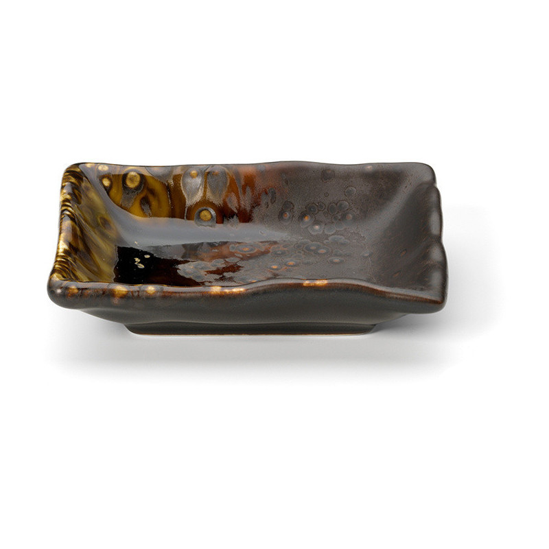 Plat à apéritif japonais moderne Rectangulaire 9 cm Céramique Marron The Merapi 