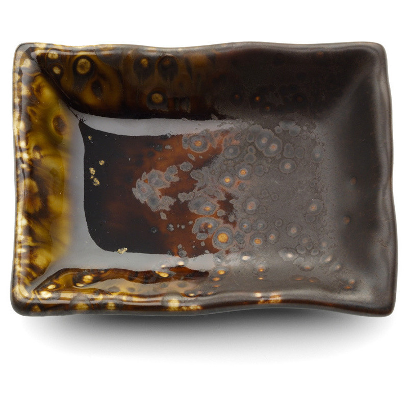 Plat à apéritif japonais moderne Rectangulaire 9 cm Céramique Marron The Merapi 