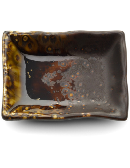 Plat à apéritif japonais moderne Rectangulaire 9 cm Céramique Marron The Merapi 