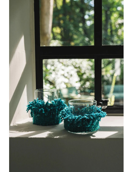 Photophore haut Rond Diamètre 8 cm en Coton Aqua Verre Transparent The Oh My Gee 