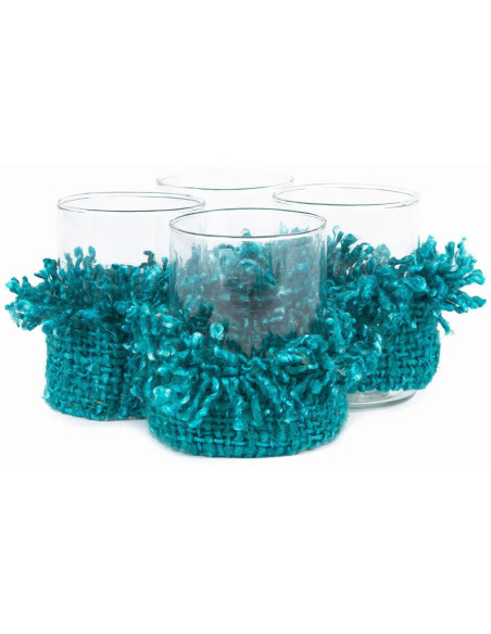 Photophore haut Rond Diamètre 8 cm en Coton Aqua Verre Transparent The Oh My Gee 