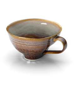 Tasse à thé japonaise H 6 cm Céramique Vert de gris Marron The Smoked Horizon 