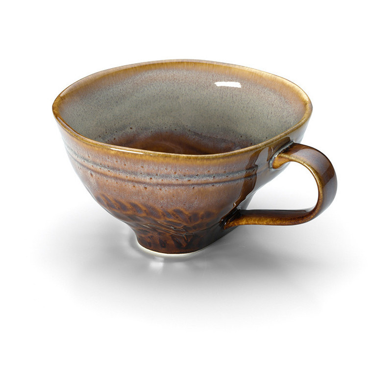 Tasse à thé japonaise H 6 cm Céramique Vert de gris Marron The Smoked Horizon 