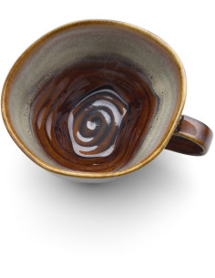 Tasse à thé japonaise H 6 cm Céramique Vert de gris Marron The Smoked Horizon Bazar Bizar - 2