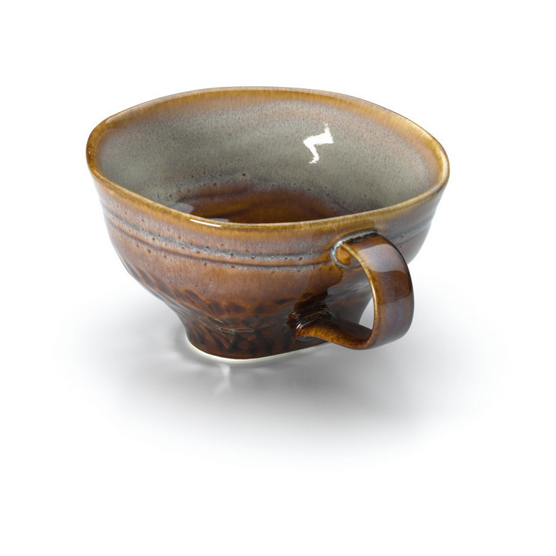 Tasse à thé japonaise H 6 cm Céramique Vert de gris Marron The Smoked Horizon 