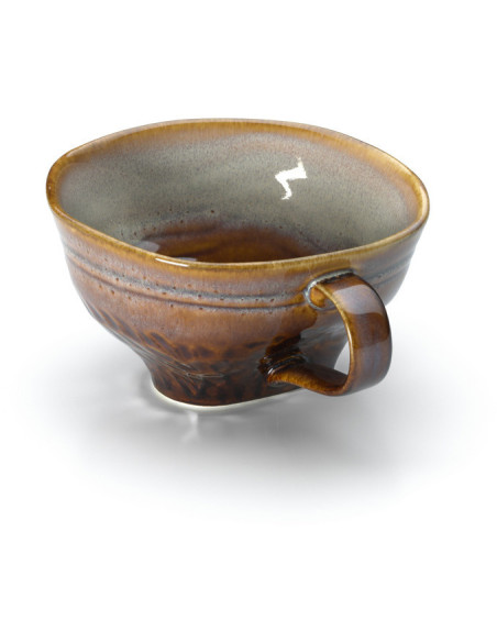 Tasse à thé japonaise H 6 cm Céramique Vert de gris Marron The Smoked Horizon 
