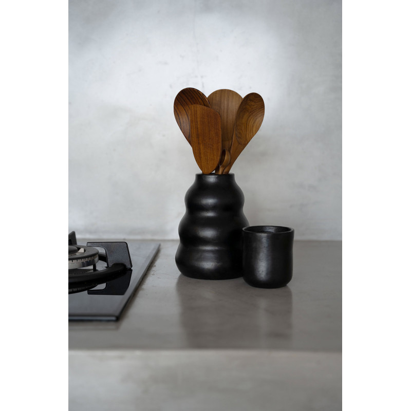 Tasse à thé indonésienne H 8 cm Terre cuite Noir The Burned 