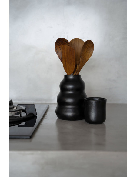 Tasse à thé indonésienne H 8 cm Terre cuite Noir The Burned 