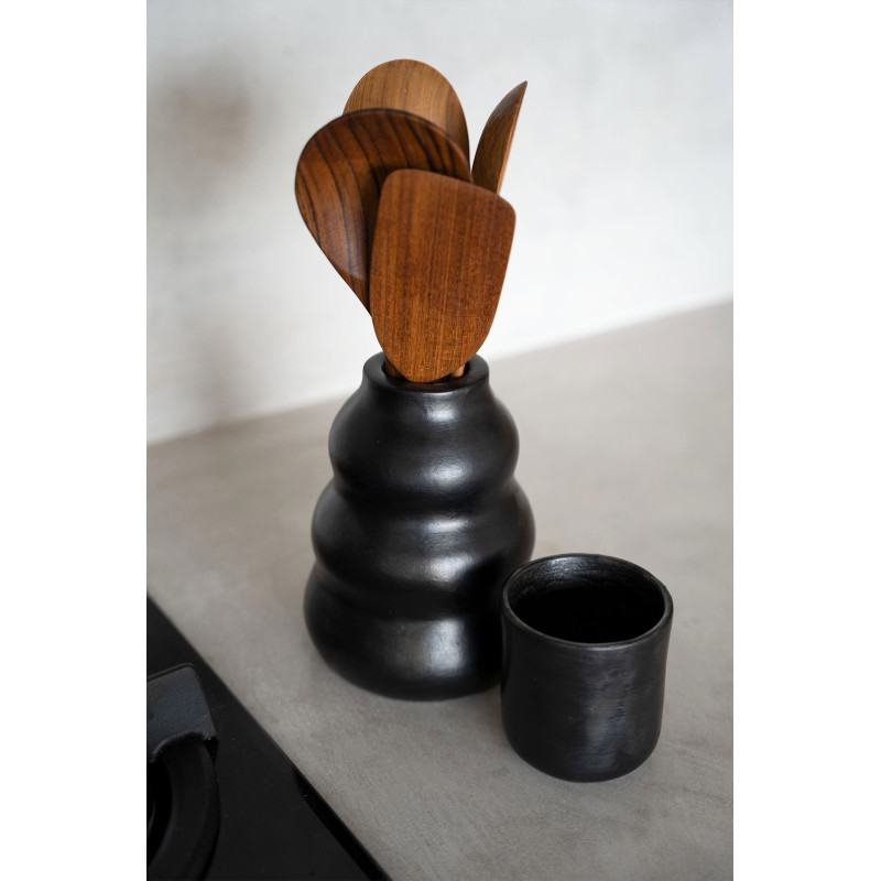 Tasse à thé indonésienne H 8 cm Terre cuite Noir The Burned 