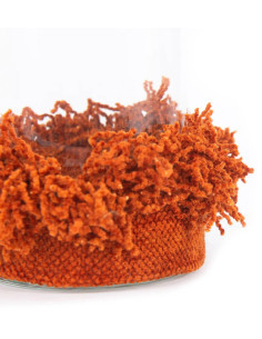 Photophore haut Rond Diamètre 8 cm en Velours Orange rouille Verre Transparent The Oh My Gee 