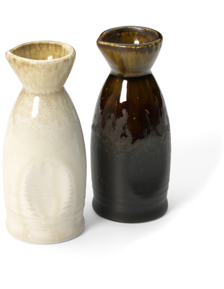 Carafe japonaise à saké wabi-sabi H 12 cm Céramique Blanc Miel The Da Rocha 