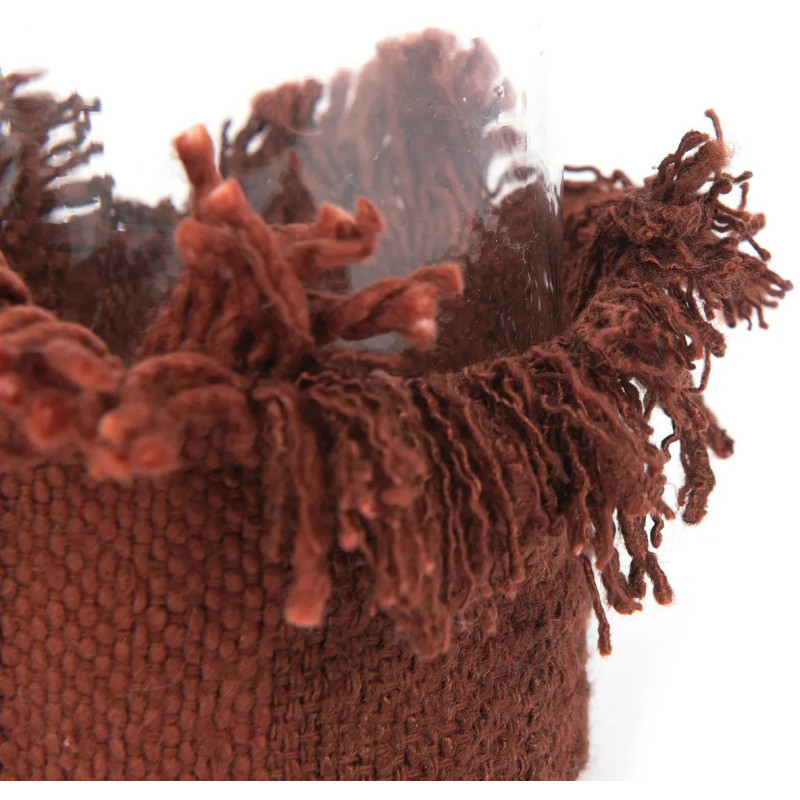 Photophore haut Rond Diamètre 8 cm en Velours Bordeaux Verre Transparent The Oh My Gee 