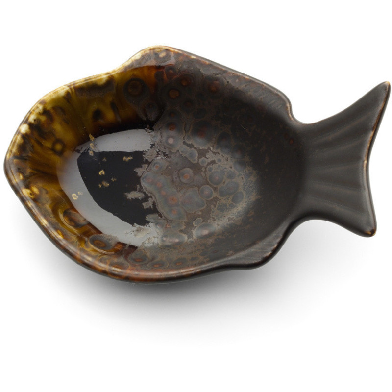 Bol japonais moderne Poisson 10 cm Céramique Marron The Merapi 