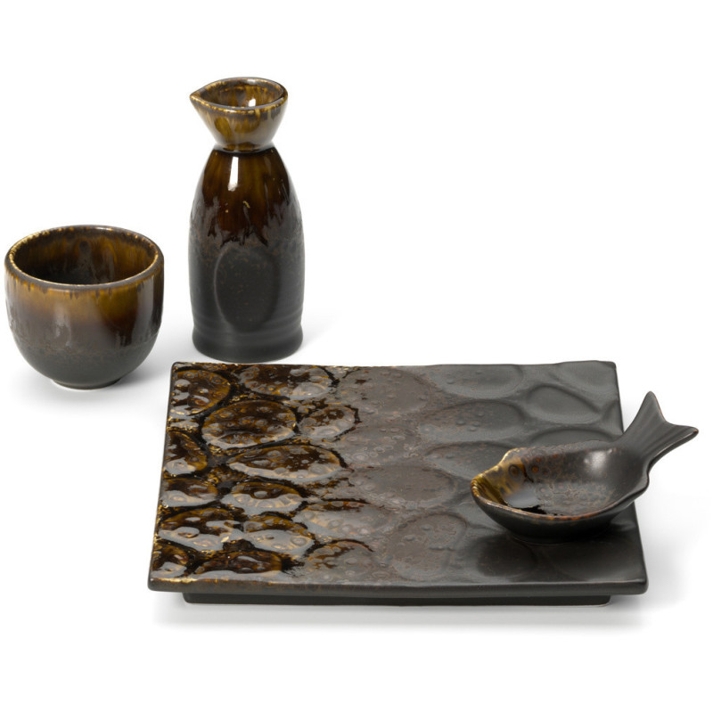 Bol japonais moderne Poisson 10 cm Céramique Marron The Merapi 