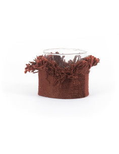 Photophore Rond Diamètre 8 cm en Velours Bordeaux Verre Transparent The Oh My Gee 