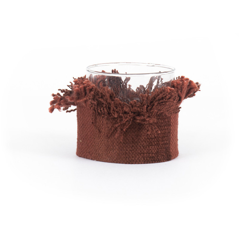 Photophore Rond Diamètre 8 cm en Velours Bordeaux Verre Transparent The Oh My Gee 