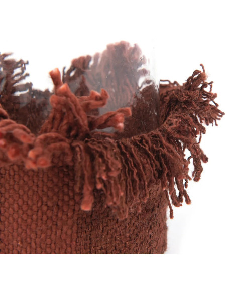 Photophore Rond Diamètre 8 cm en Velours Bordeaux Verre Transparent The Oh My Gee 