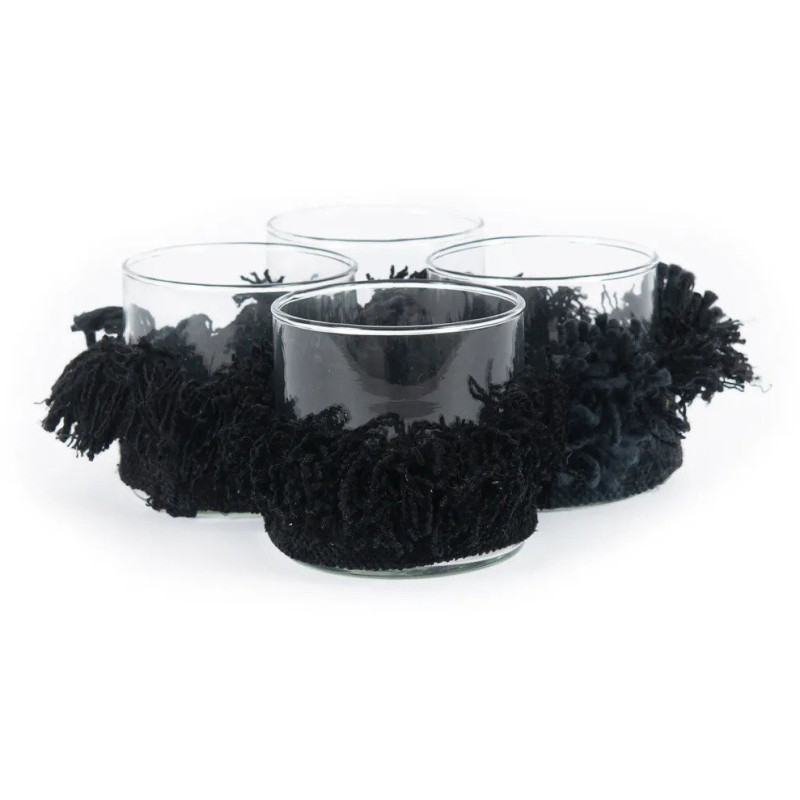 Photophore Rond Diamètre 8 cm en Velours Noir Verre Transparent The Oh My Gee 