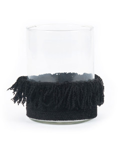 Photophore haut Rond Diamètre 10 cm en Velours Noir Verre Transparent The Oh My Gee 