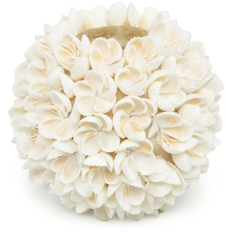 Bougeoir Rond Diamètre 12 cm en Coquillage Blanc The Flower Power 