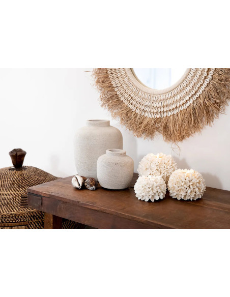 Bougeoir Rond Diamètre 12 cm en Coquillage Blanc The Flower Power 