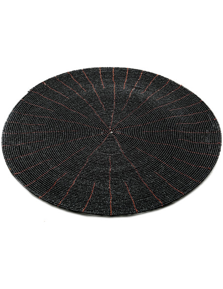 Set de table original Rond 30 cm en Perle Noir The Beaded 