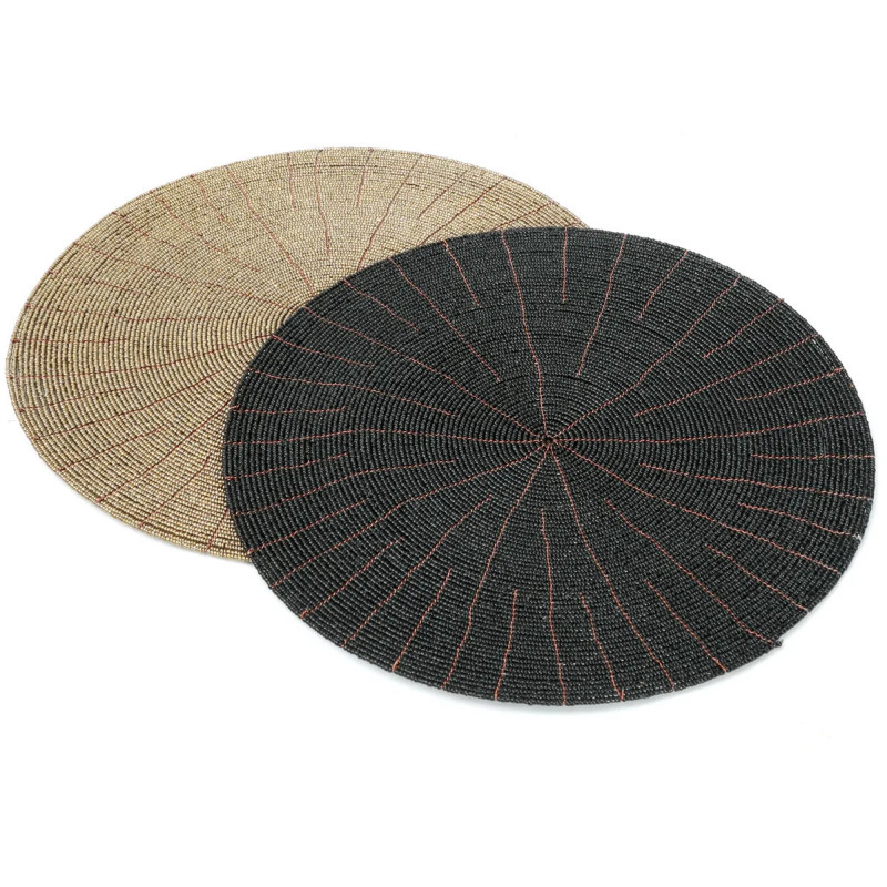 Set de table original Rond 30 cm en Perle Noir The Beaded 