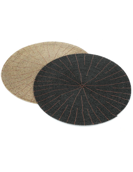 Set de table original Rond 30 cm en Perle Noir The Beaded 