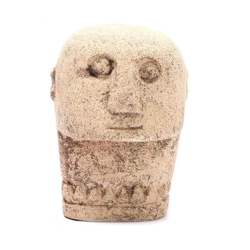 Statuette déco primitive wabi-sabi Hauteur 9 cm Grès Beige sable Vieilli The Sumba Stone 