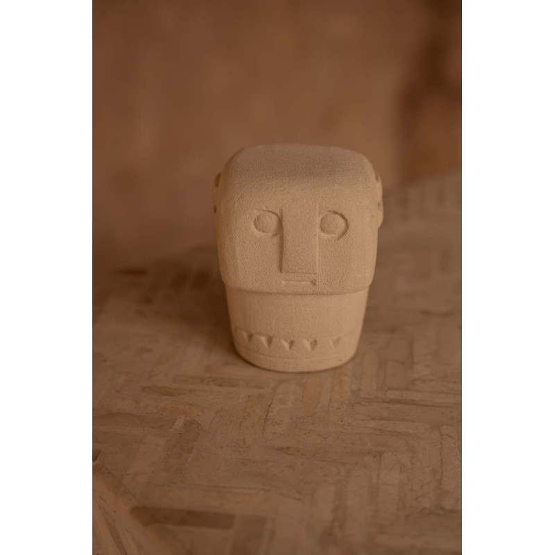 Statuette déco primitive wabi-sabi Hauteur 9 cm Grès Beige sable Vieilli The Sumba Stone 