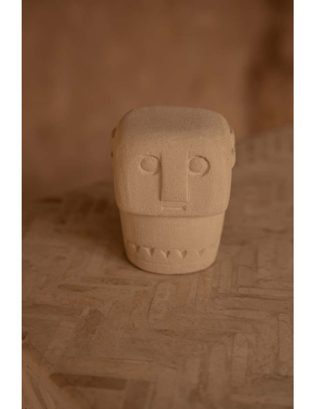 Statuette déco primitive wabi-sabi Hauteur 9 cm Grès Beige sable Vieilli The Sumba Stone 