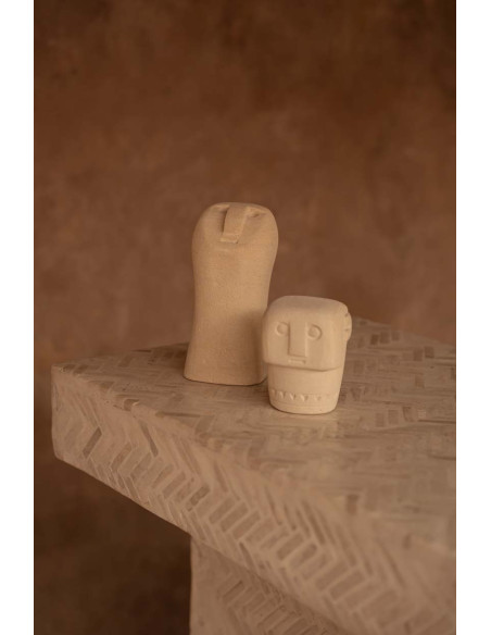 Statuette déco primitive wabi-sabi Hauteur 9 cm Grès Beige sable Vieilli The Sumba Stone 