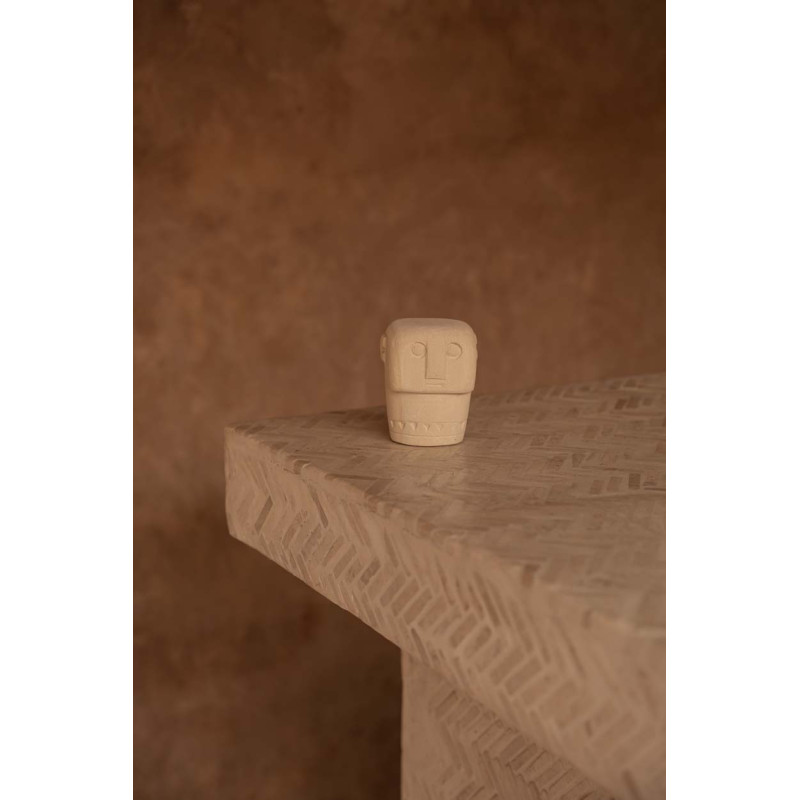 Statuette déco primitive wabi-sabi Hauteur 9 cm Grès Beige sable Vieilli The Sumba Stone 