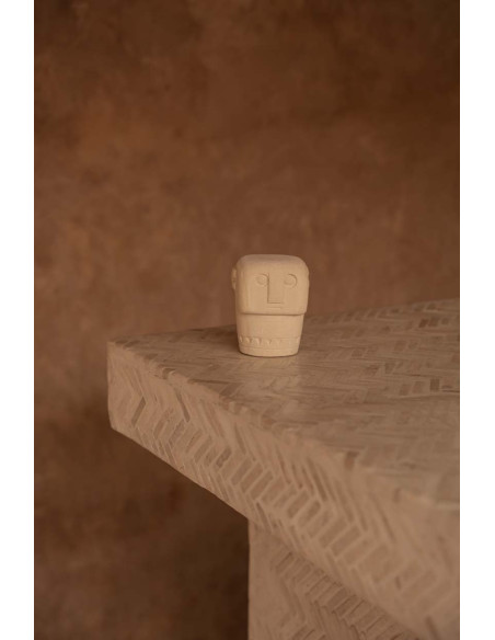 Statuette déco primitive wabi-sabi Hauteur 9 cm Grès Beige sable Vieilli The Sumba Stone 