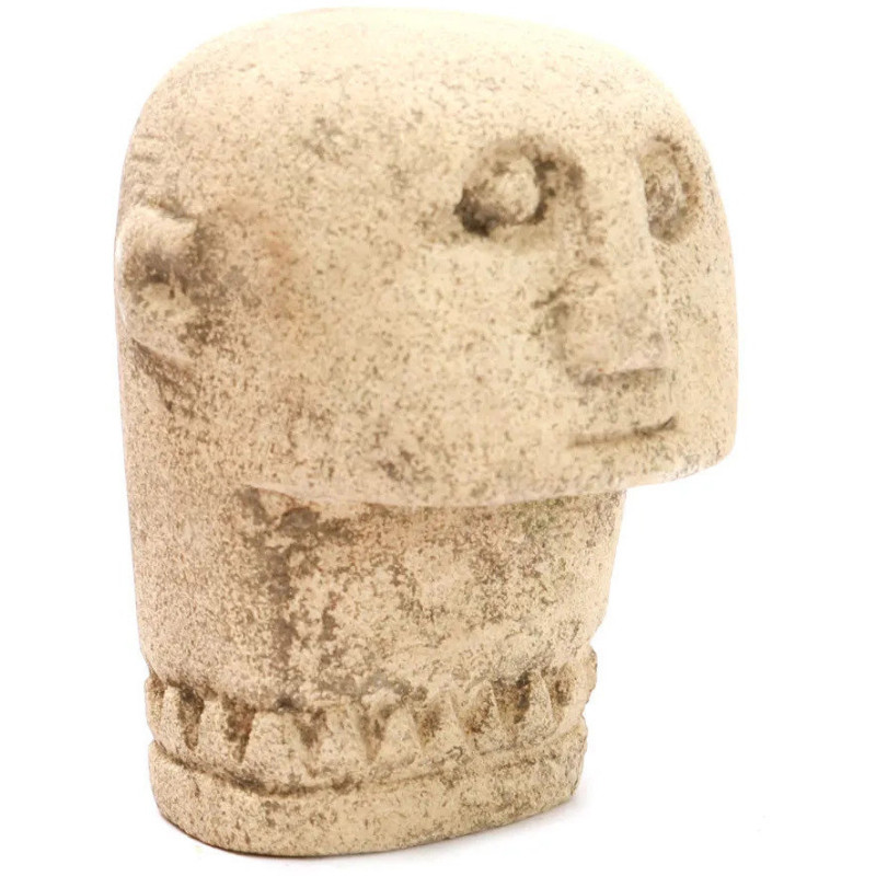 Statuette déco primitive wabi-sabi Hauteur 9 cm Grès Beige sable Vieilli The Sumba Stone 