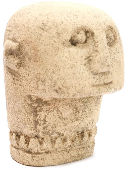 Statuette déco primitive wabi-sabi Hauteur 9 cm Grès Beige sable Vieilli The Sumba Stone 