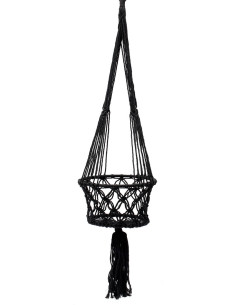 Porte plante original à suspendre Macramé Diamètre 30 cm en Coton Noir The Macrame 