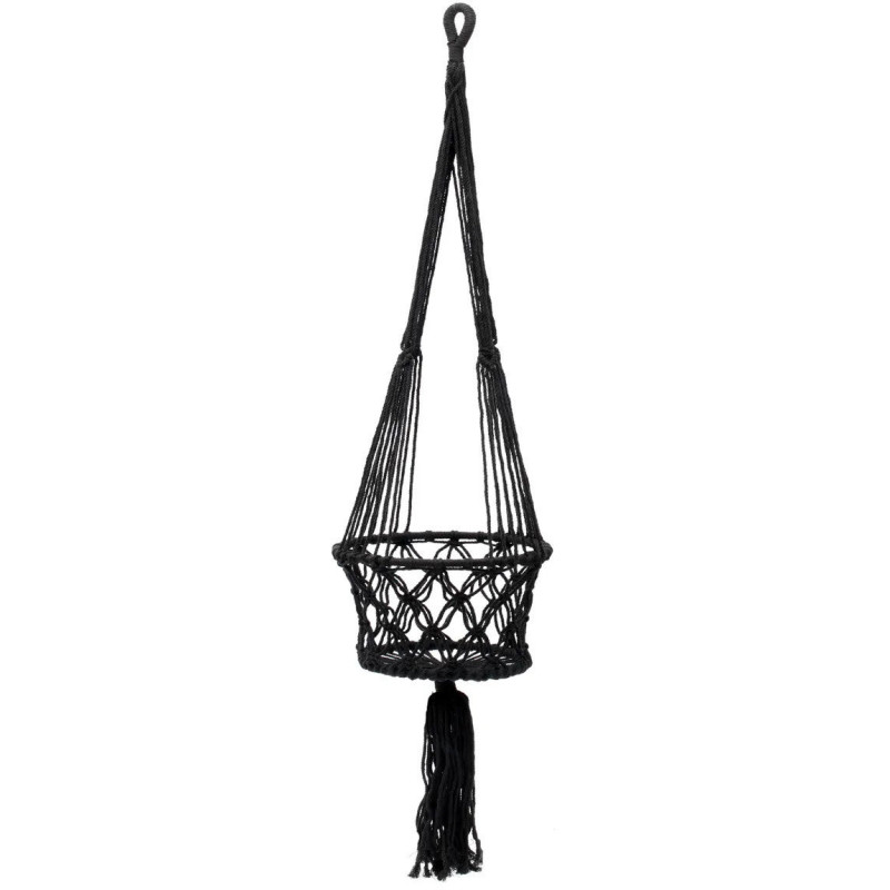 Porte plante original à suspendre Macramé Diamètre 30 cm en Coton Noir The Macrame 