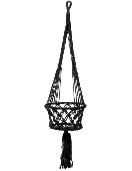 Porte plante original à suspendre Macramé Diamètre 30 cm en Coton Noir The Macrame 