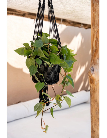 Porte plante original à suspendre Macramé Diamètre 30 cm en Coton Noir The Macrame 