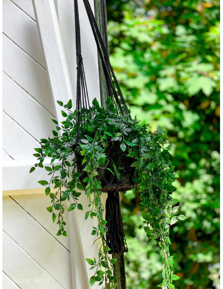 Porte plante original à suspendre Macramé Diamètre 30 cm en Coton Noir The Macrame 