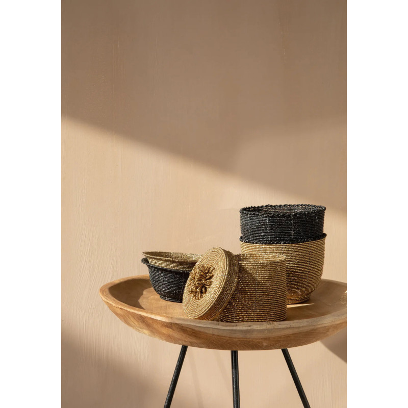 Panier de rangement original Bol 13x7 en Perle Noir The Beaded 