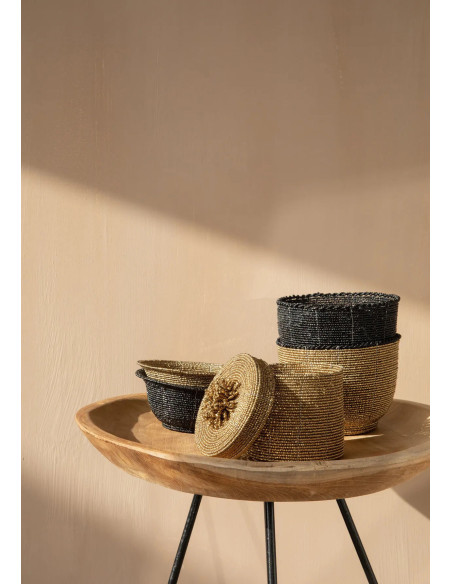 Panier de rangement original Bol 13x7 en Perle Noir The Beaded 