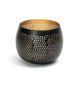 Photophore ajouré oriental chic boule 10 cm Métal Noir Doré The Pierced Ball 