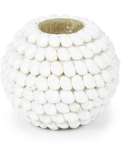 Bougeoir Rond Diamètre 12 cm en Coquillage Blanc The Bubble 
