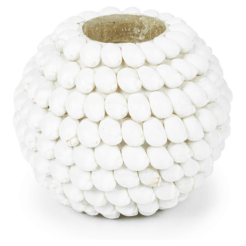 Bougeoir Rond Diamètre 12 cm en Coquillage Blanc The Bubble 